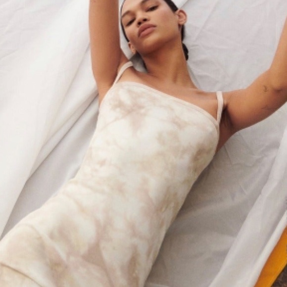 NWT Zara Tie Dye Ribbed Fitted Tan Dress (Sold out online) - Picture 2 of 5